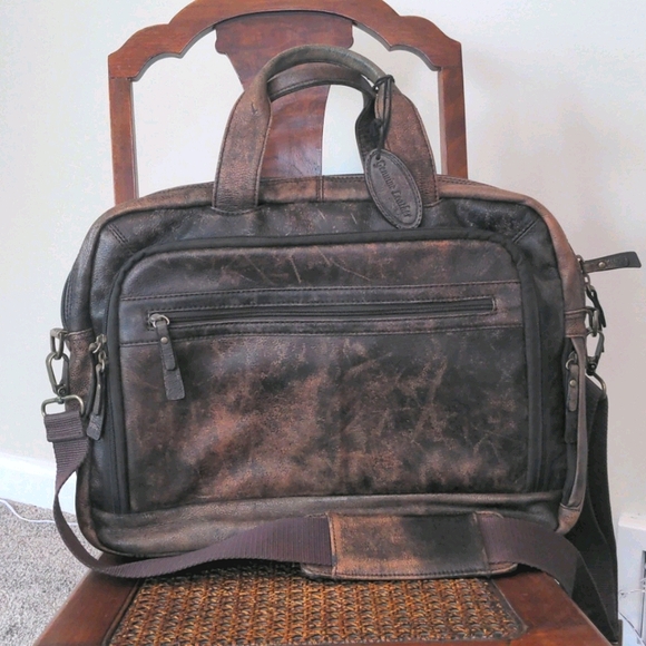 Black Rivett Brown Leather Laptop Bag. - Picture 2 of 12